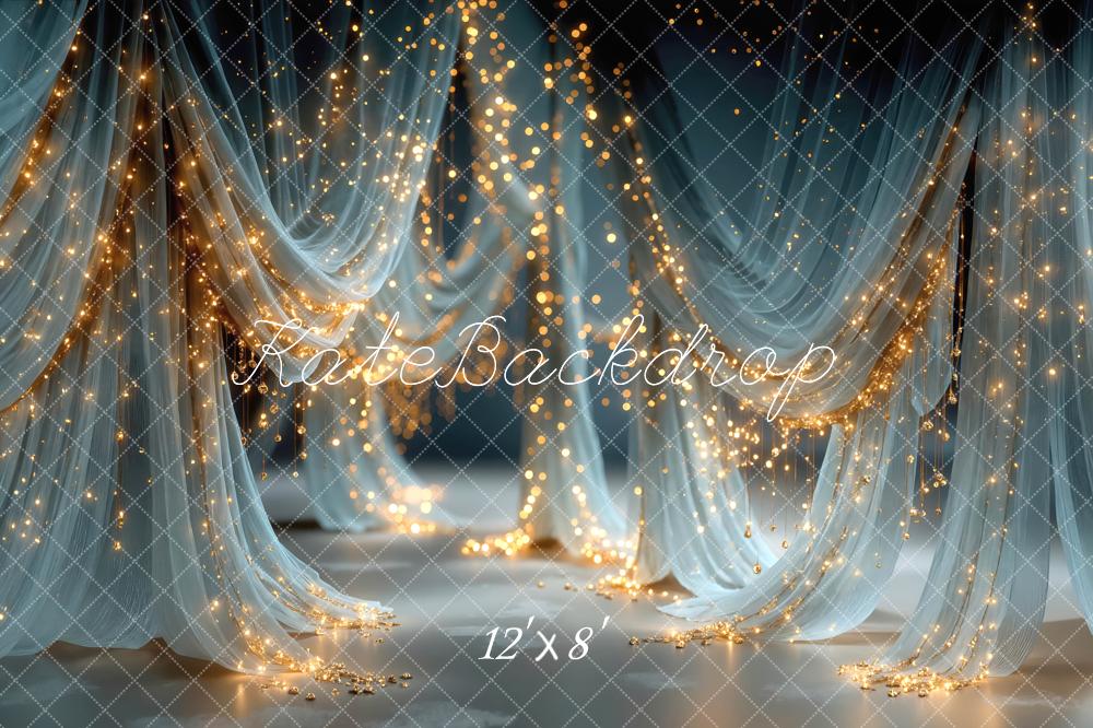 Kate Sheer Curtains Fairy Lights Blue Backdrop Designed by Mini MakeBelieve - Image 8