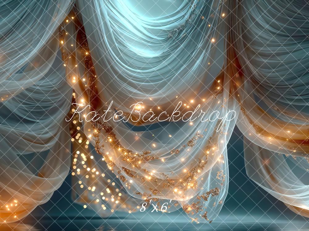 Kate Sheer Drapes Fairy Lights Blue Backdrop Designed by Mini MakeBelieve - Image 3