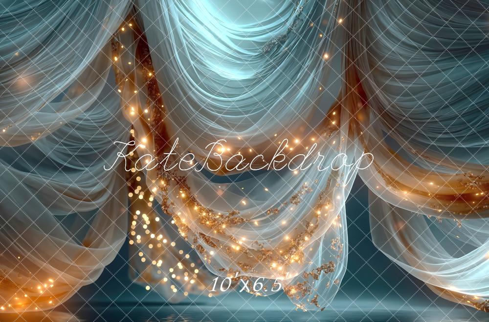 Kate Sheer Drapes Fairy Lights Blue Backdrop Designed by Mini MakeBelieve - Image 4
