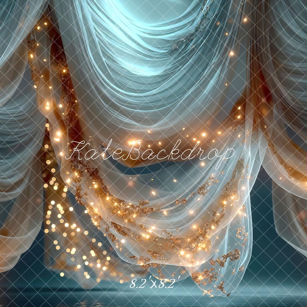 Kate Sheer Drapes Fairy Lights Blue Backdrop Designed by Mini MakeBelieve - Image 5