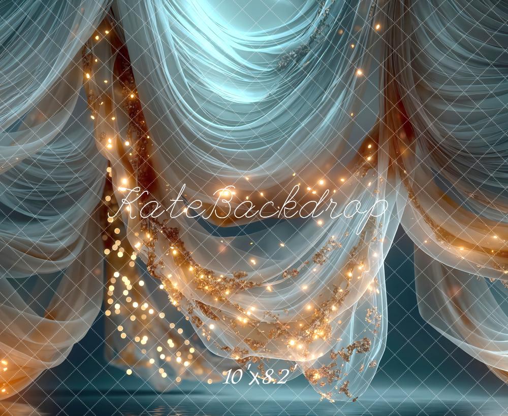 Kate Sheer Drapes Fairy Lights Blue Backdrop Designed by Mini MakeBelieve - Image 6