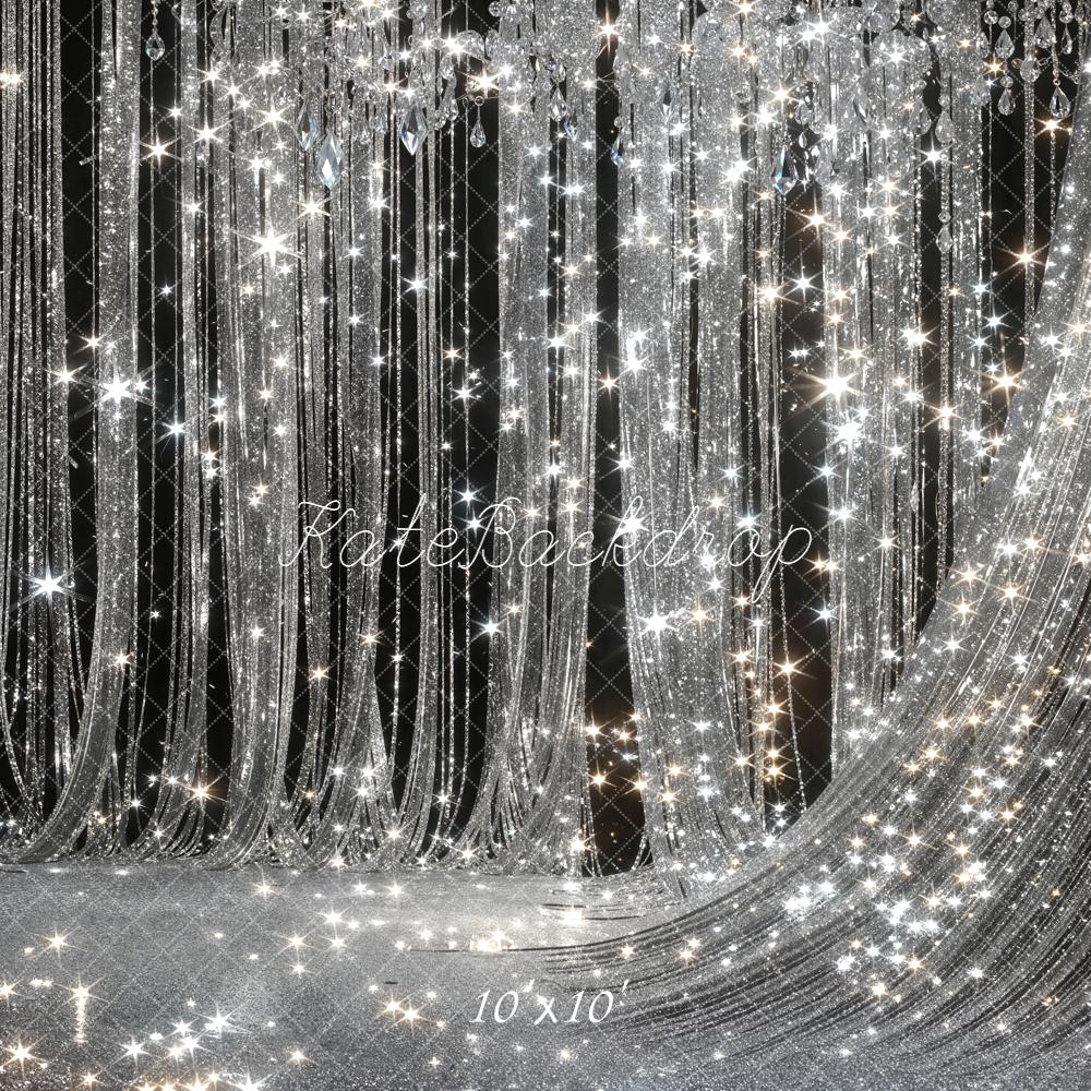 Kate Silver Glitter Crystal Curtain Sparkle/bokeh  Wedding Backdrop Designed by Chain Photography - Image 9