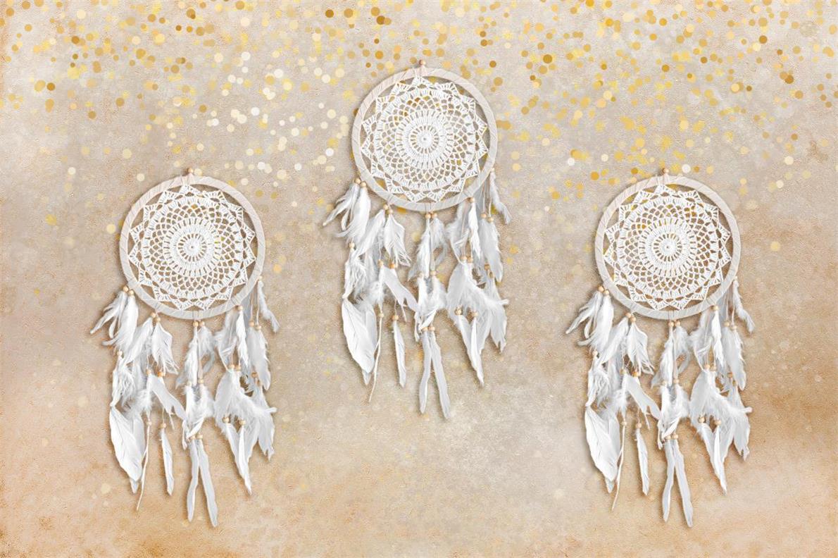 Kate Simple Beige Boho Dreamcatcher Backdrop for Photography - Image 2