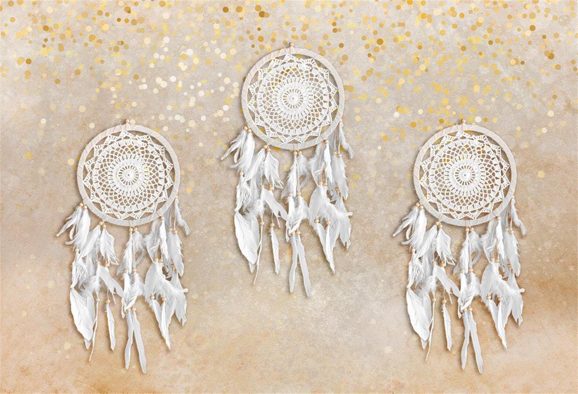 Kate Simple Beige Boho Dreamcatcher Backdrop for Photography - Image 3