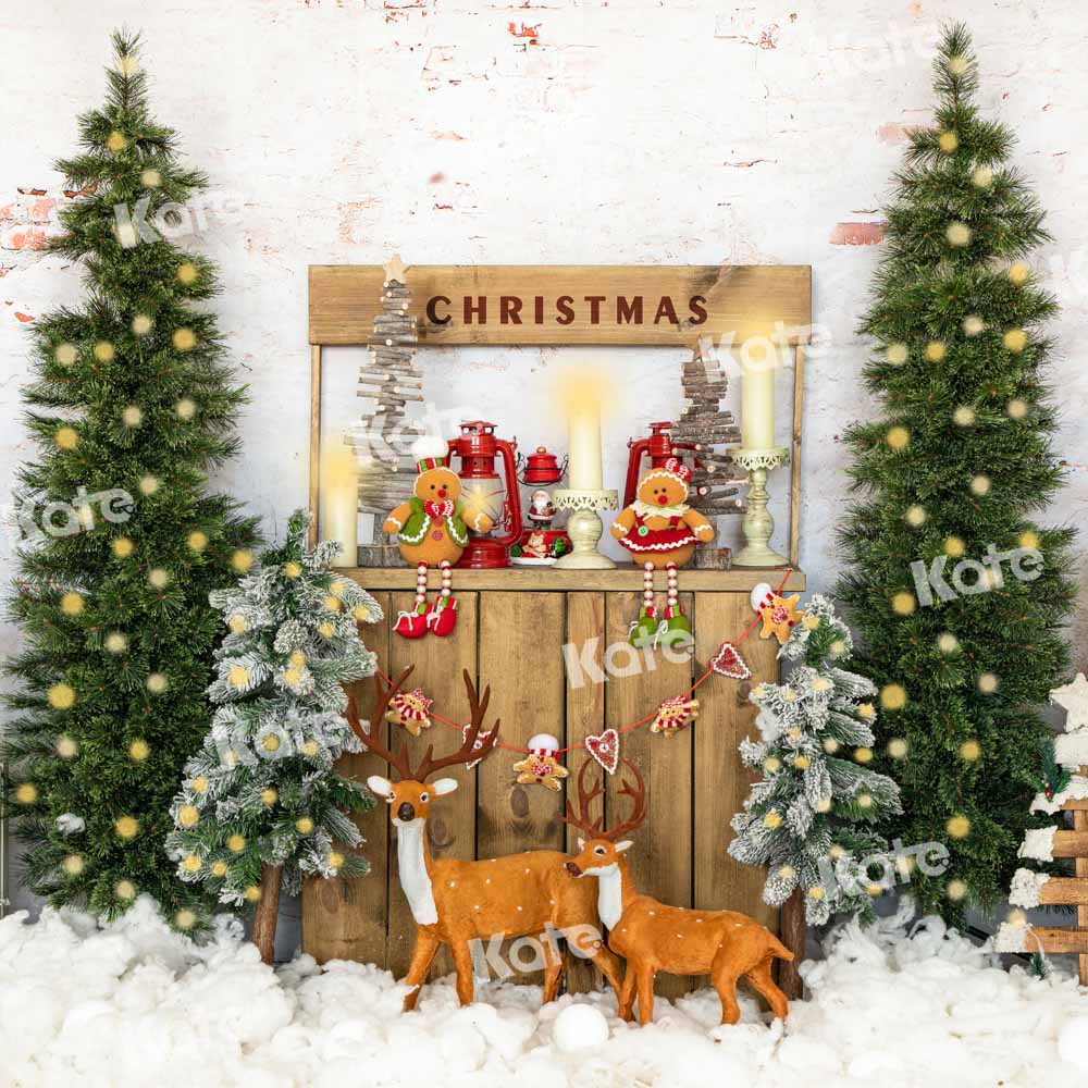 Kate Snow Christmas Tree Elk Winter Backdrop Designed by Emetselch - Image 2