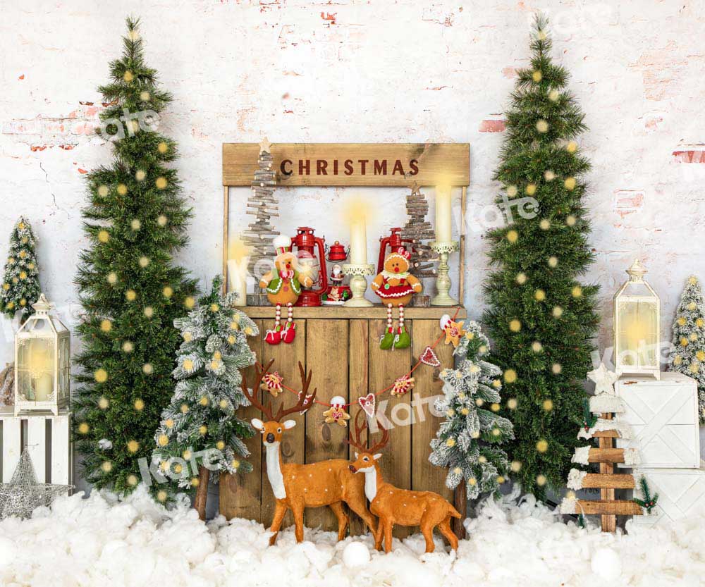 Kate Snow Christmas Tree Elk Winter Backdrop Designed by Emetselch - Image 3