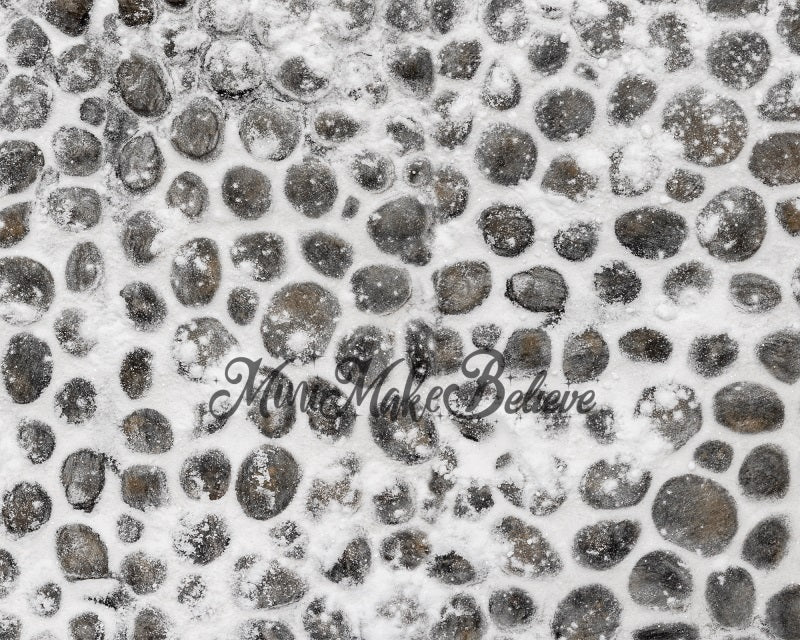 Kate Snow Christmas Winter Cobblestone Street Rubber Floor Mat designed by Mini MakeBelieve - Image 2