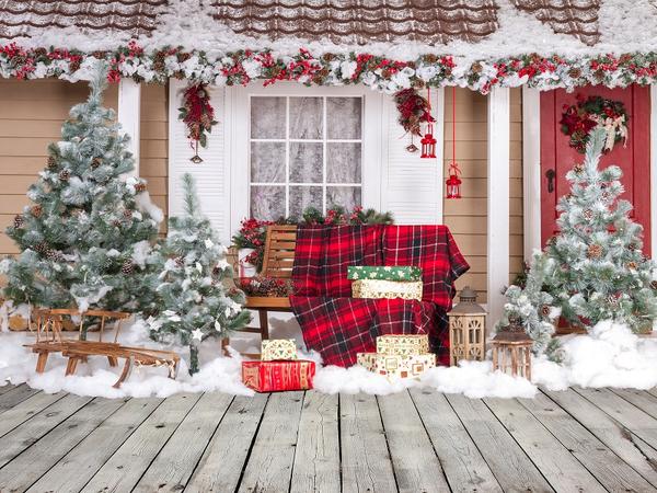 Kate Snow Outside House With Christmas Trees And Gifts for Photography - Image 2