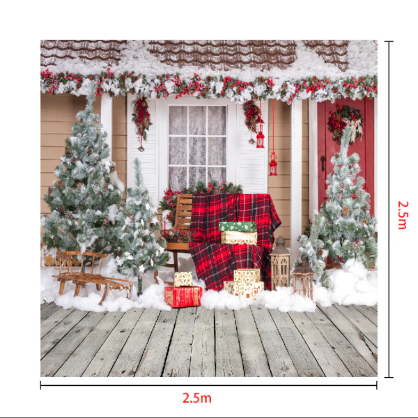 Kate Snow Outside House With Christmas Trees And Gifts for Photography - Image 3