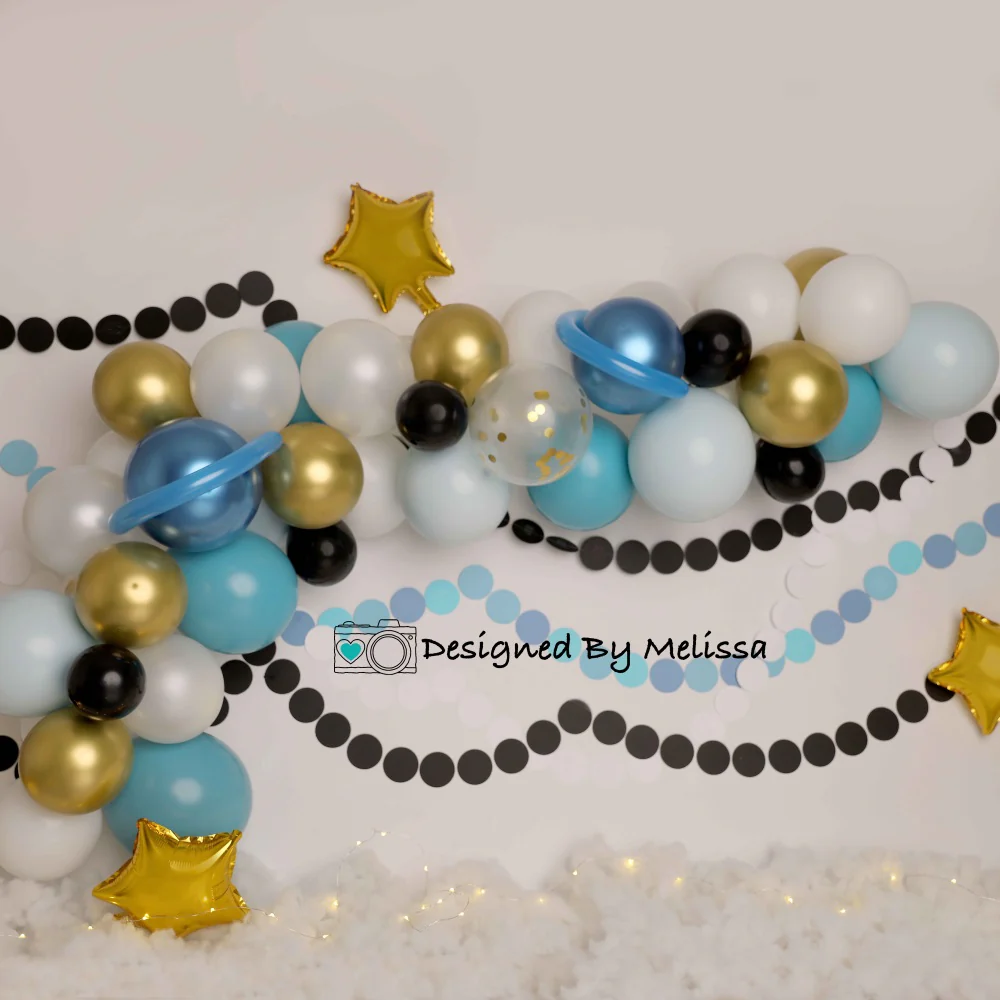 Kate Space Blue Gold Balloons Backdrop Designed by Melissa King - Image 2
