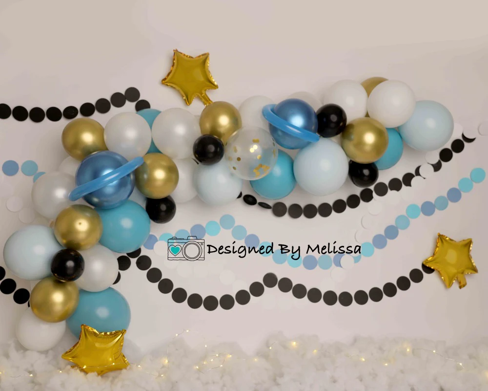 Kate Space Blue Gold Balloons Backdrop Designed by Melissa King - Image 3