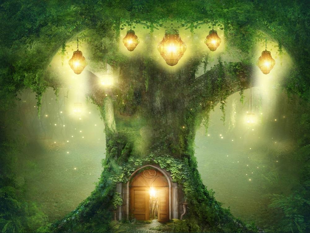 Kate Spirit Fairy Tree House Forest Children Backdrop for Photography Designed by JFCC - Image 2