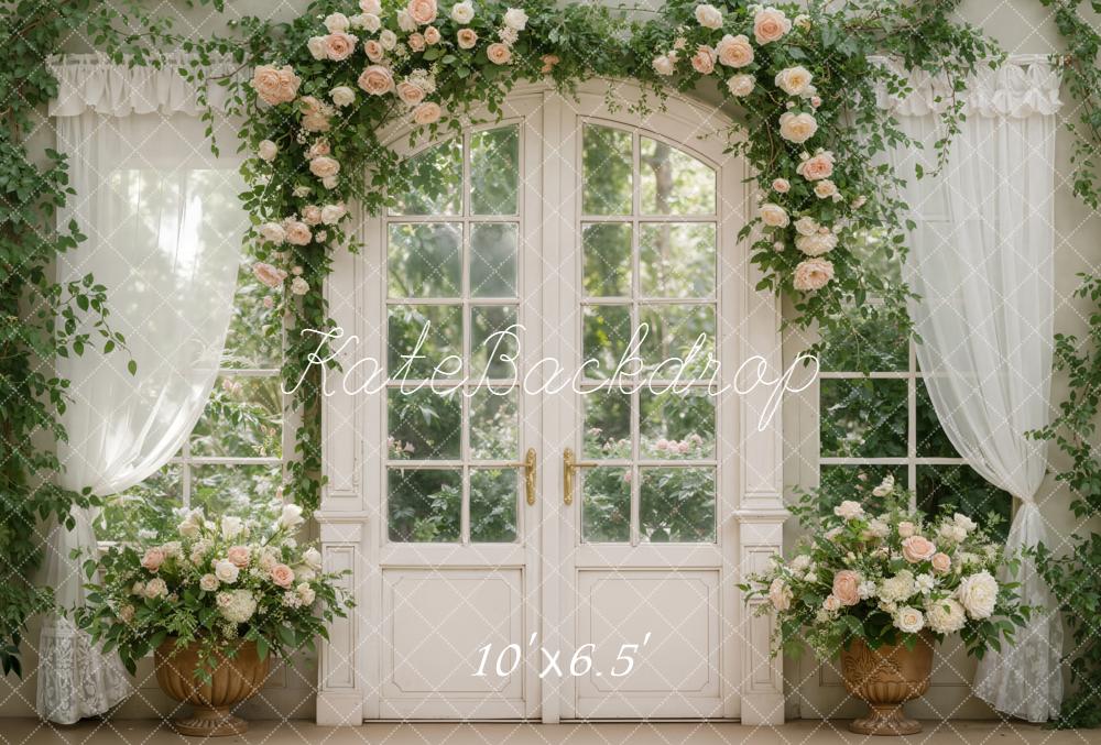 Kate Spring White Windows Curtains Fleece Backdrop Designed by Emstselch - Image 2