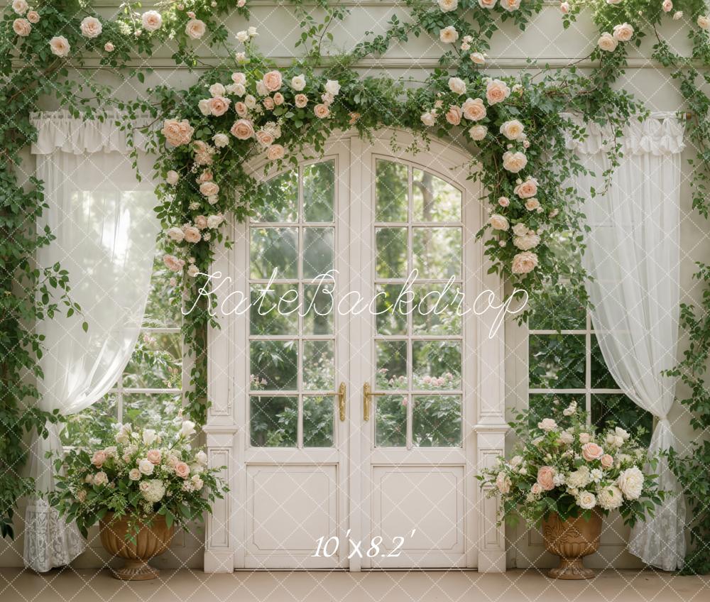 Kate Spring White Windows Curtains Fleece Backdrop Designed by Emstselch - Image 3