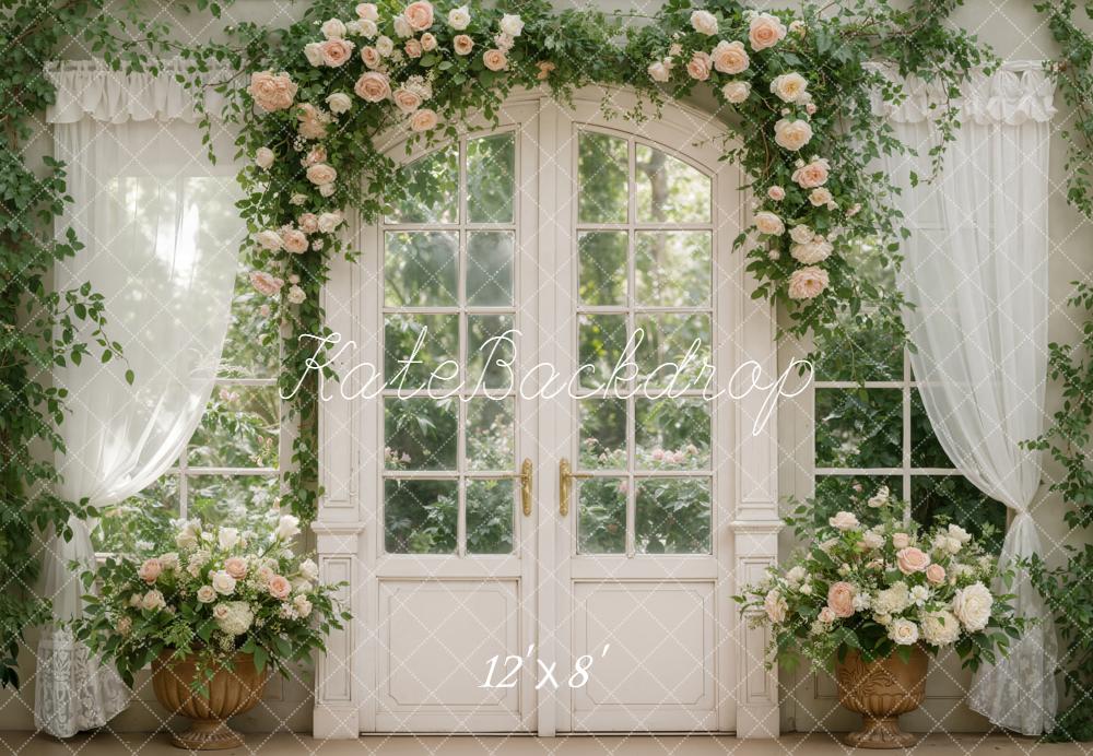 Kate Spring White Windows Curtains Fleece Backdrop Designed by Emstselch - Image 4