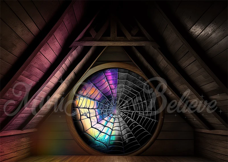 Kate Spooky Attic Room Spiderweb Window Backdrop  Designed by Mini MakeBelieve - Image 2