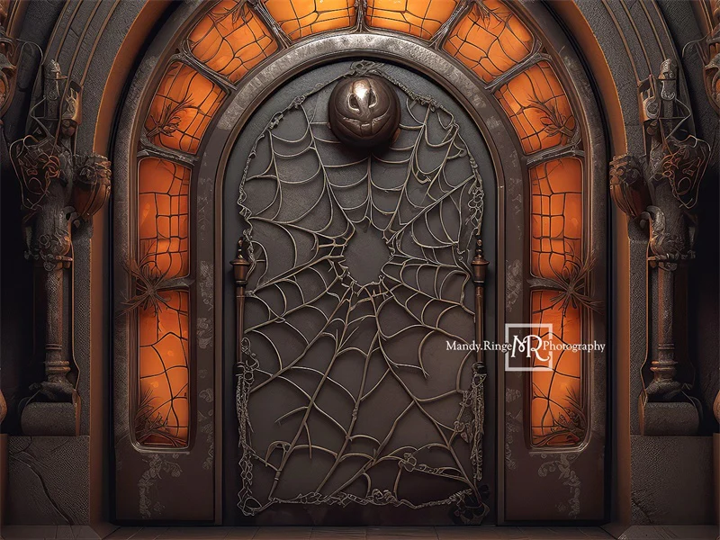 Kate Spooky Black&Orange Halloween Door Backdrop Designed by Mandy Ringe Photography - Image 3