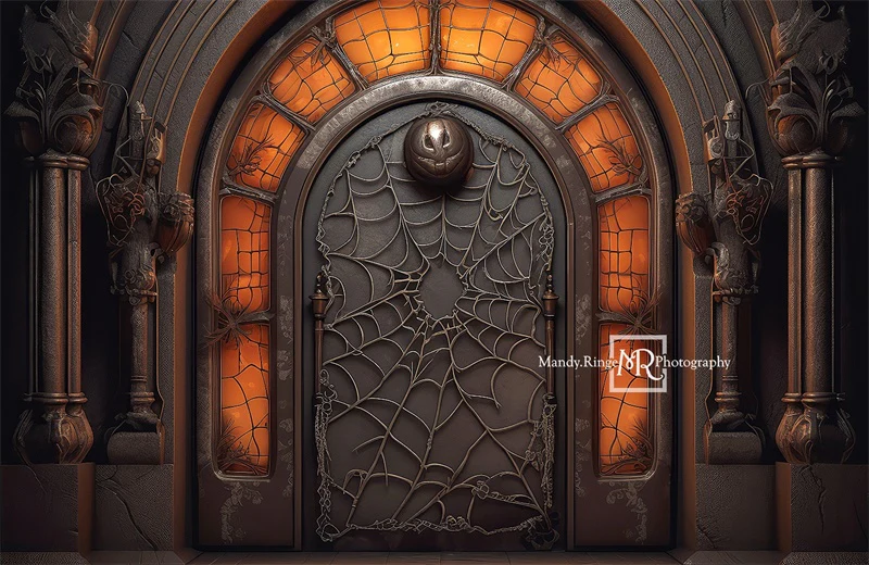 Kate Spooky Black&Orange Halloween Door Backdrop Designed by Mandy Ringe Photography - Image 4