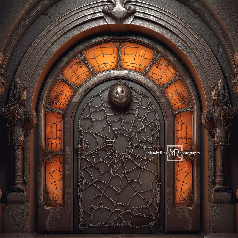 Kate Spooky Black&Orange Halloween Door Backdrop Designed by Mandy Ringe Photography - Image 5