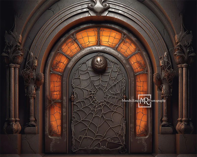 Kate Spooky Black&Orange Halloween Door Backdrop Designed by Mandy Ringe Photography - Image 6