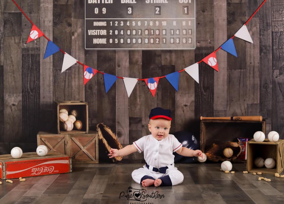 Kate Vintage Baseball with Scoreboard Sport Backdrop for Photography Designed By Mandy Ringe Photography - Image 8