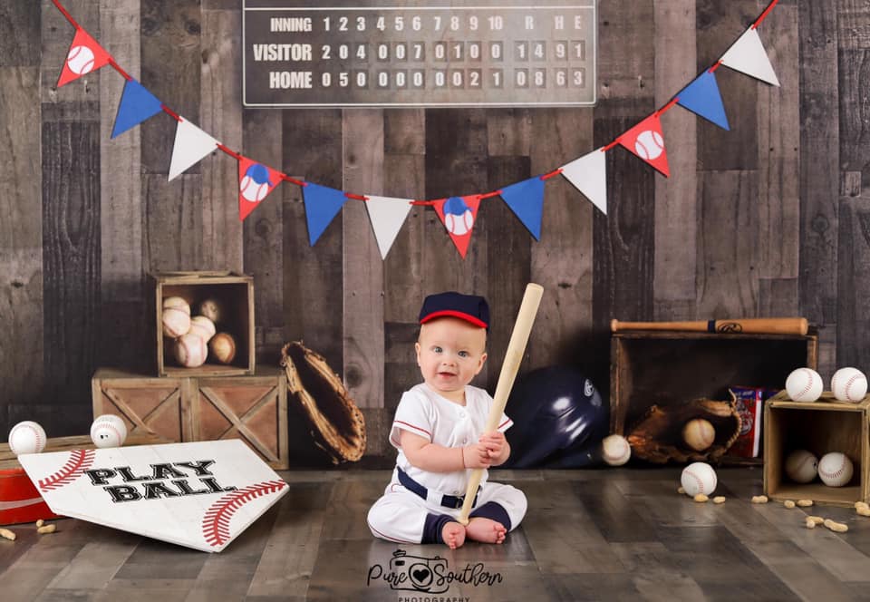 Kate Vintage Baseball with Scoreboard Sport Backdrop for Photography Designed By Mandy Ringe Photography - Image 9