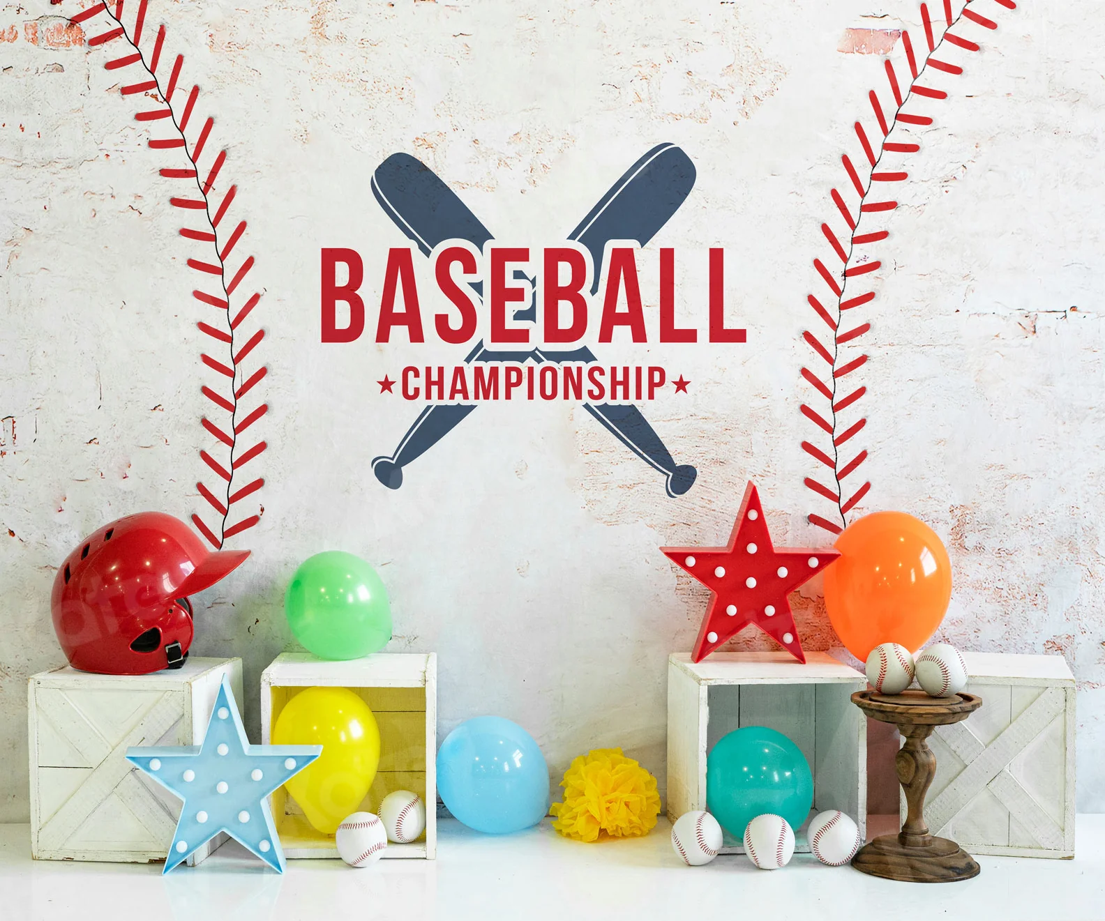 Kate Sport Baseball Style Cake Smash Backdrop for Photography - Image 3