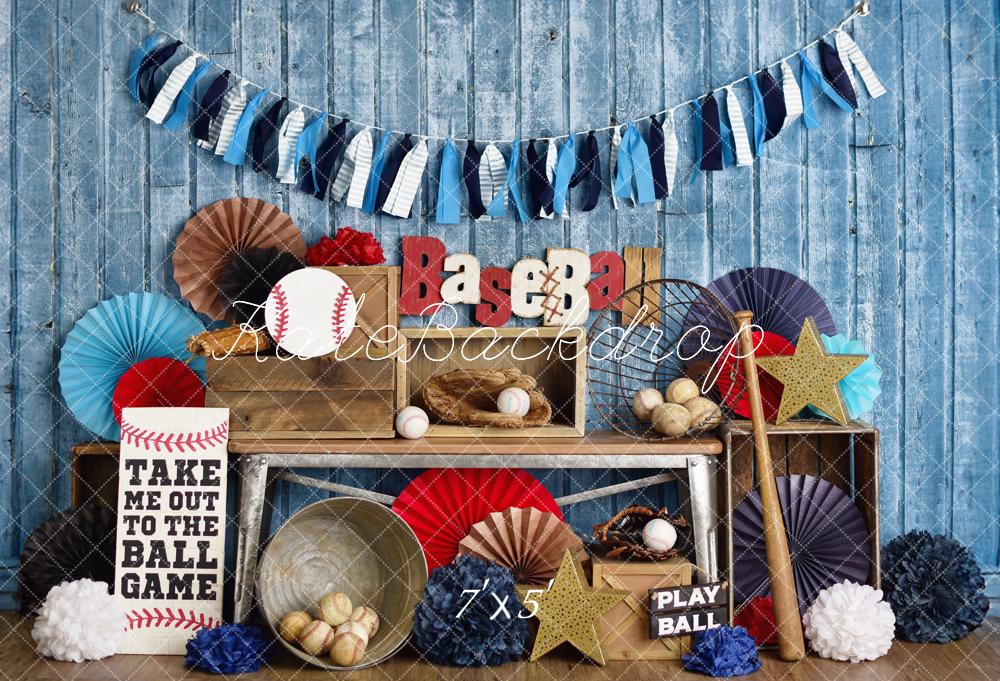 Kate Sports Baseball Rustic Blue Backdrop Designed by Mandy Ringe Photography - Image 2