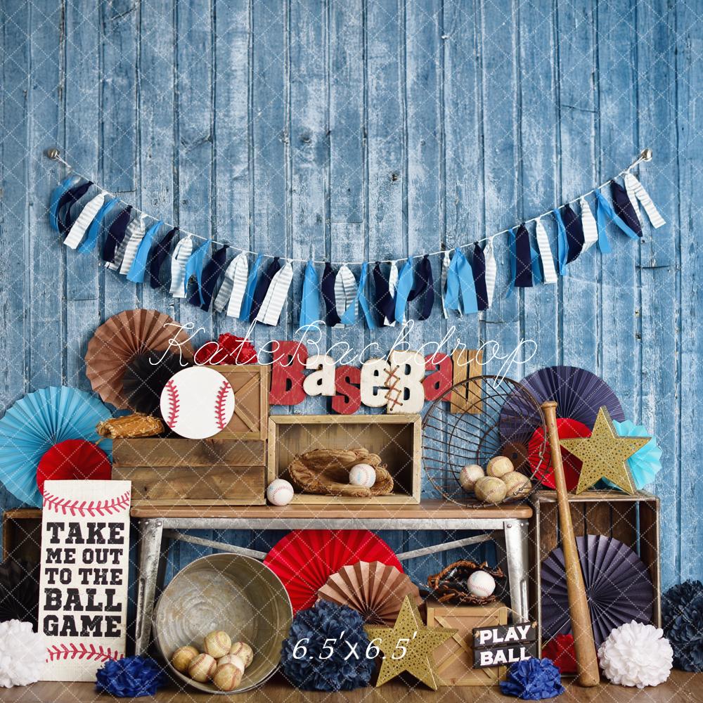 Kate Sports Baseball Rustic Blue Backdrop Designed by Mandy Ringe Photography - Image 3