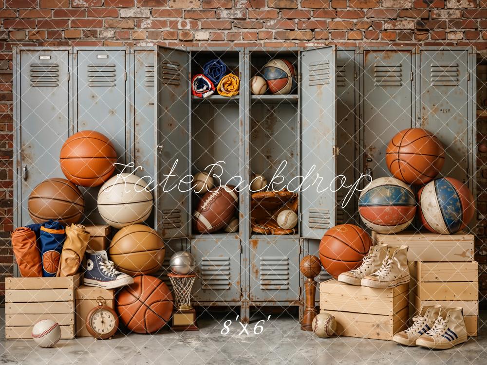 Kate Sports Lockers Basketballs Vintage Backdrop Designed by Emetselch - Image 3