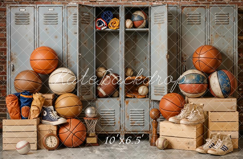 Kate Sports Lockers Basketballs Vintage Backdrop Designed by Emetselch - Image 4