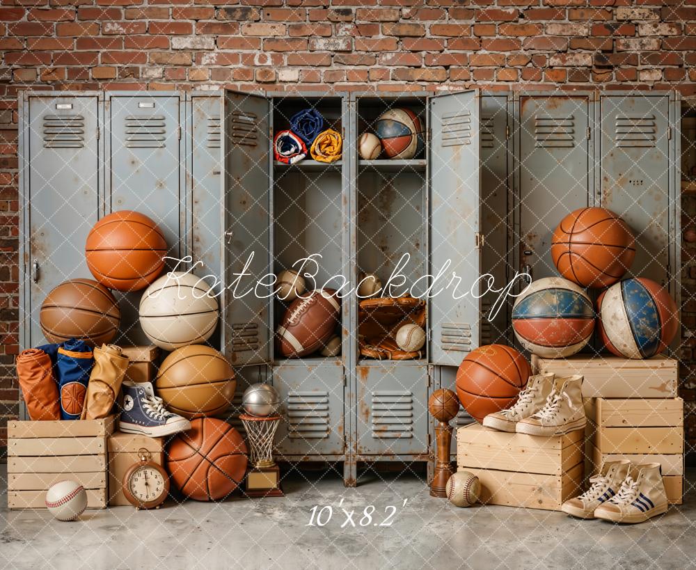 Kate Sports Lockers Basketballs Vintage Backdrop Designed by Emetselch - Image 6