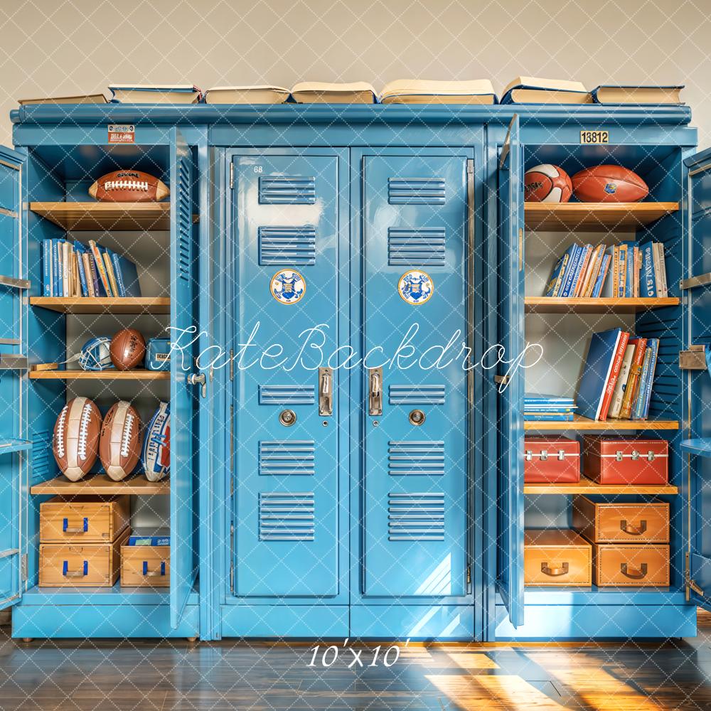 Kate Sports School Blue Locker Backdrop Designed by Emetselch - Image 2