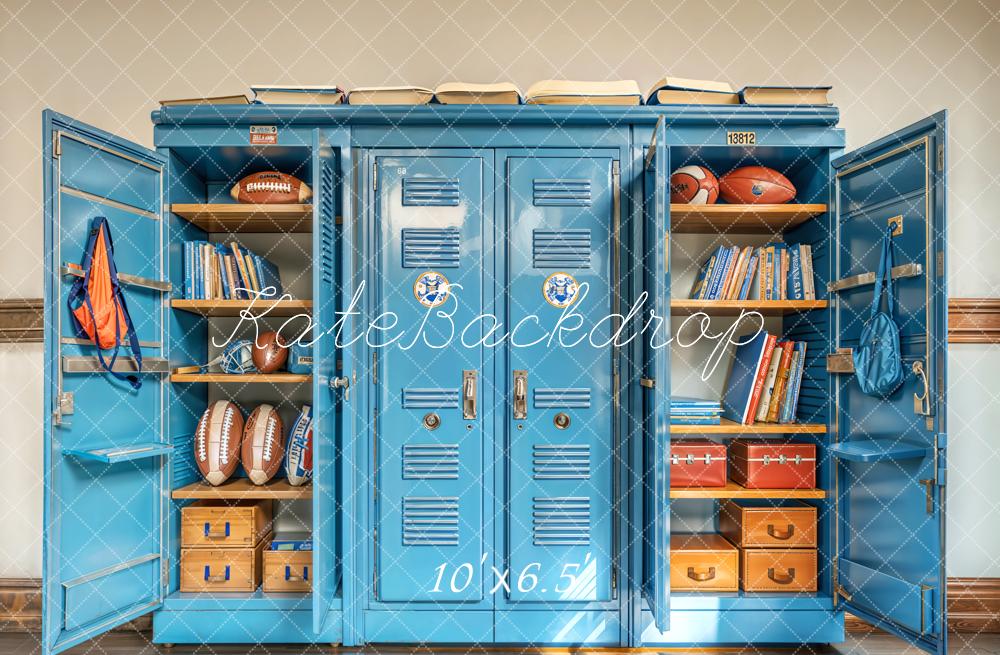 Kate Sports School Blue Locker Backdrop Designed by Emetselch - Image 4