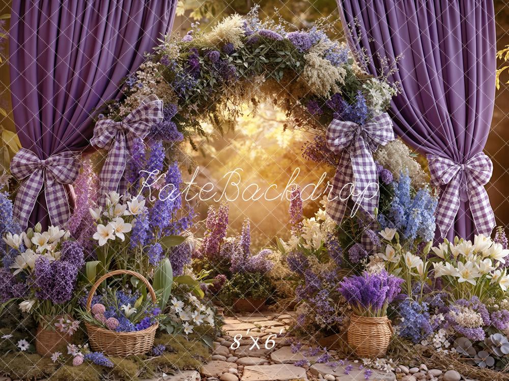 Kate Spring Arch Lavender Curtains Baskets Backdrop Designed by Emetselch - Image 3