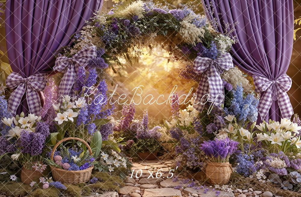 Kate Spring Arch Lavender Curtains Baskets Backdrop Designed by Emetselch - Image 4
