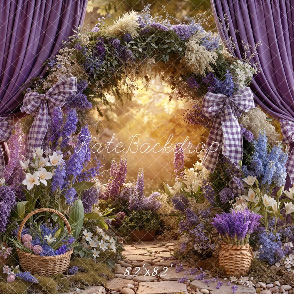 Kate Spring Arch Lavender Curtains Baskets Backdrop Designed by Emetselch - Image 5