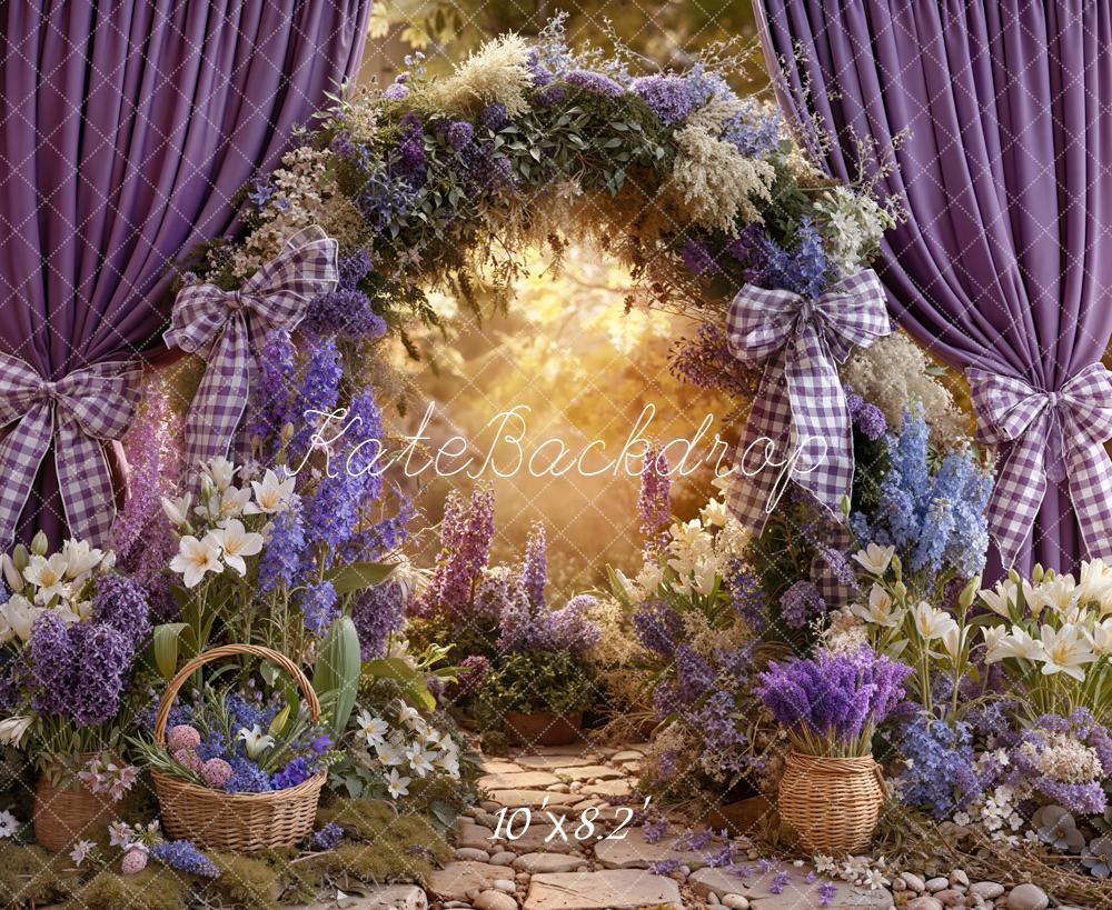 Kate Spring Arch Lavender Curtains Baskets Backdrop Designed by Emetselch - Image 6