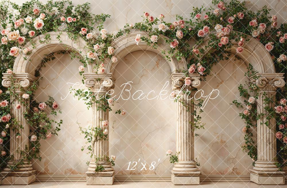 Kate Spring Arch Vintage Columns Fleece Backdrop Designed by Emstselch - Image 4