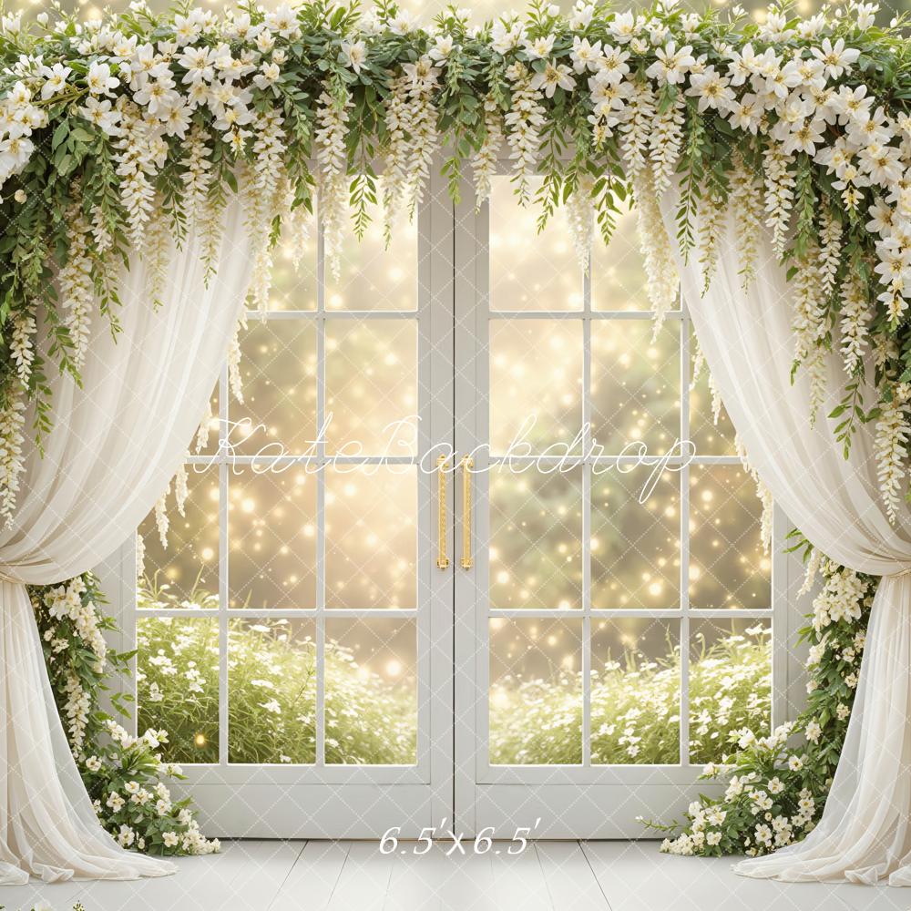 Kate Spring Arch White Drapes French Windows Backdrop Designed by Mini MakeBelieve - Image 2