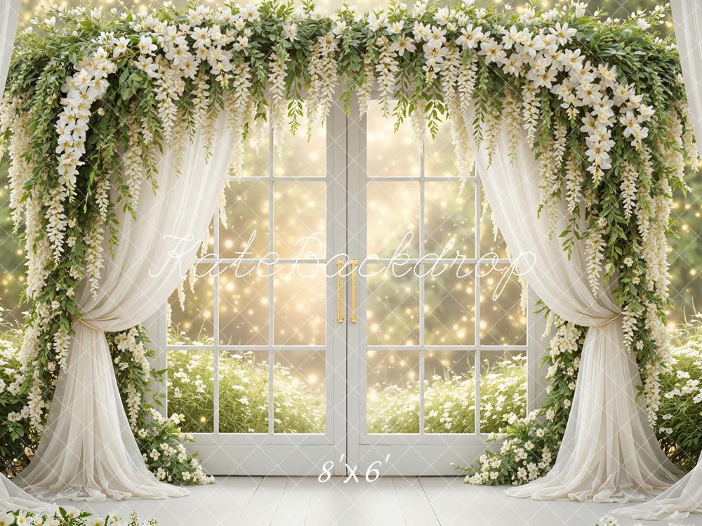 Kate Spring Arch White Drapes French Windows Backdrop Designed by Mini MakeBelieve - Image 3