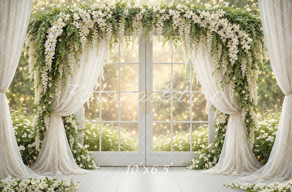 Kate Spring Arch White Drapes French Windows Backdrop Designed by Mini MakeBelieve - Image 4