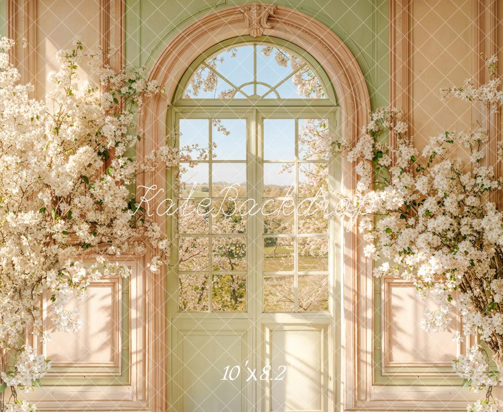 Kate Spring Arch Window Cherry Blossoms Fleece Backdrop Designed by Emetselch - Image 3