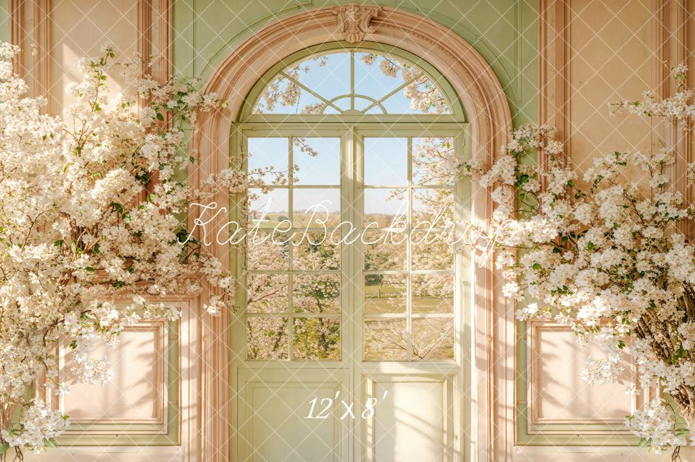 Kate Spring Arch Window Cherry Blossoms Fleece Backdrop Designed by Emetselch - Image 4