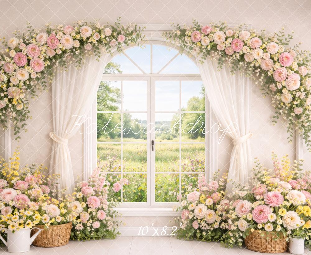 Kate Spring Arch Window Garden Fleece Backdrop Designed by Megan Leigh Photography - Image 3