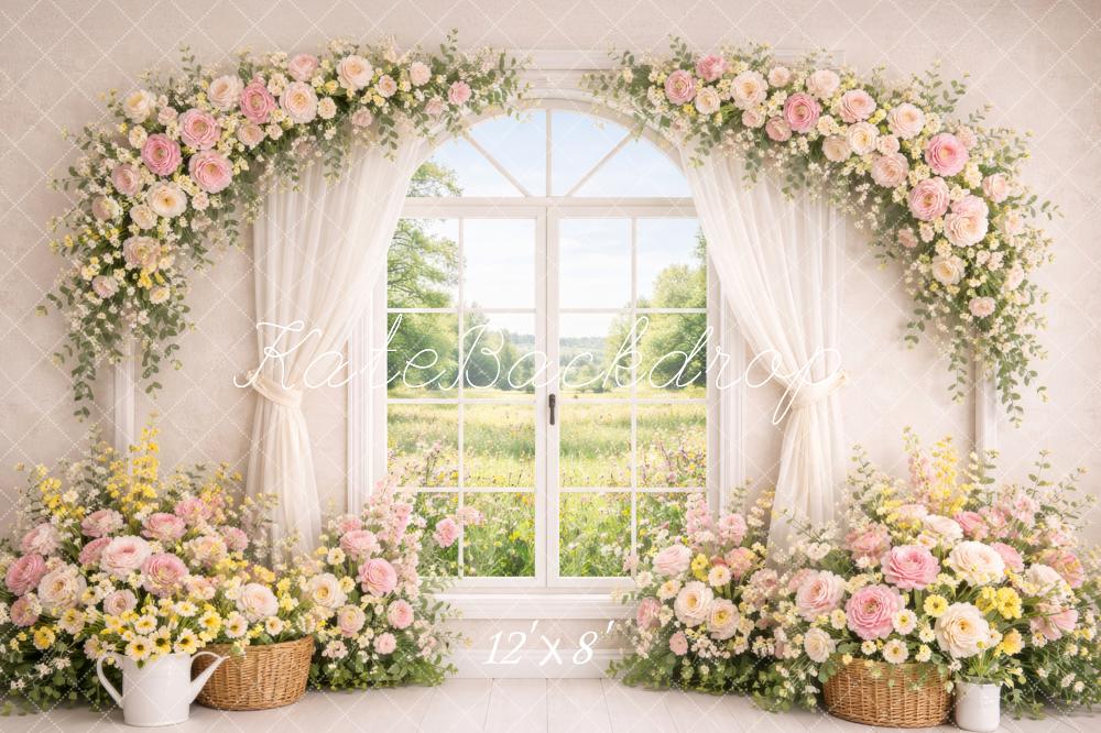 Kate Spring Arch Window Garden Fleece Backdrop Designed by Megan Leigh Photography - Image 4
