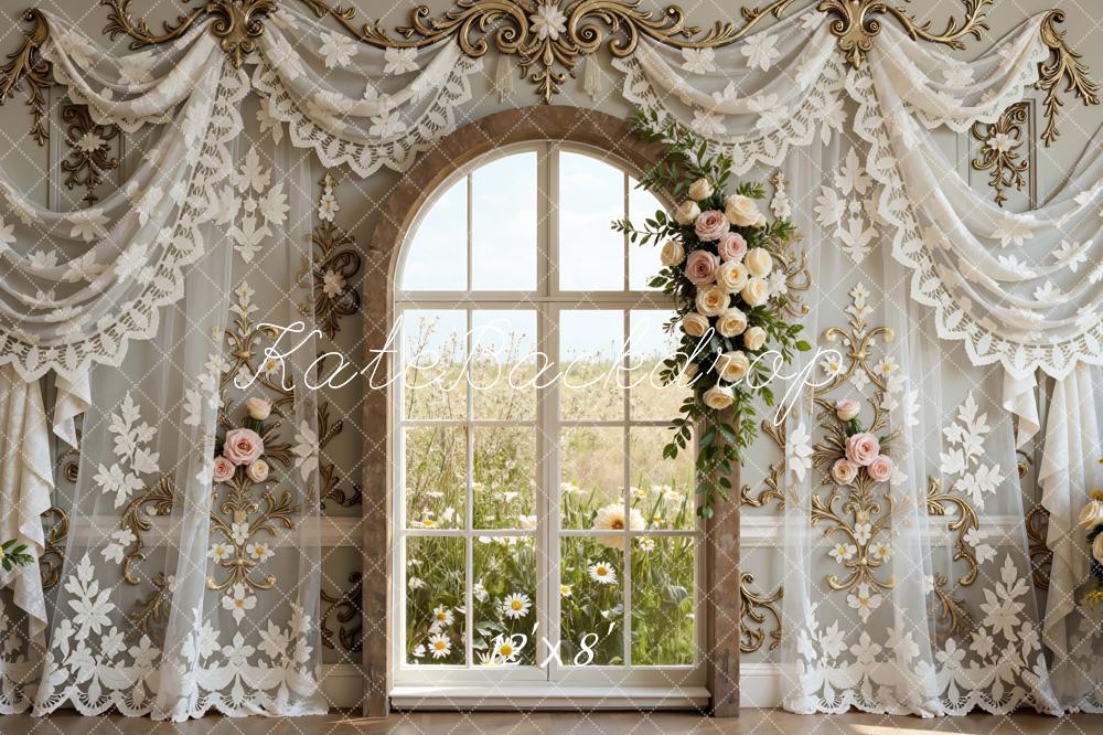 Kate Spring Arch Window Lace Curtains Backdrop Designed by Mini MakeBelieve - Image 10