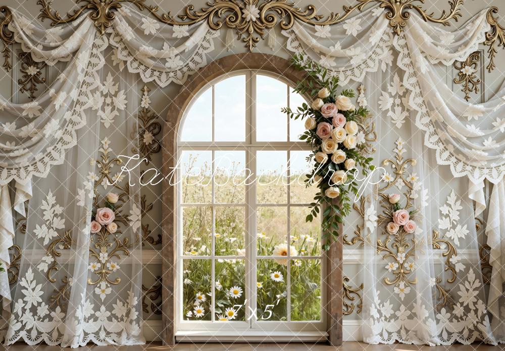 Kate Spring Arch Window Lace Curtains Backdrop Designed by Mini MakeBelieve - Image 2