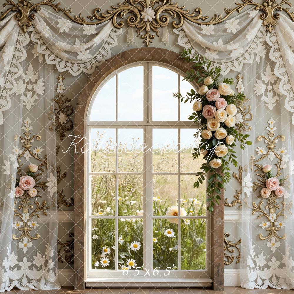 Kate Spring Arch Window Lace Curtains Backdrop Designed by Mini MakeBelieve - Image 4