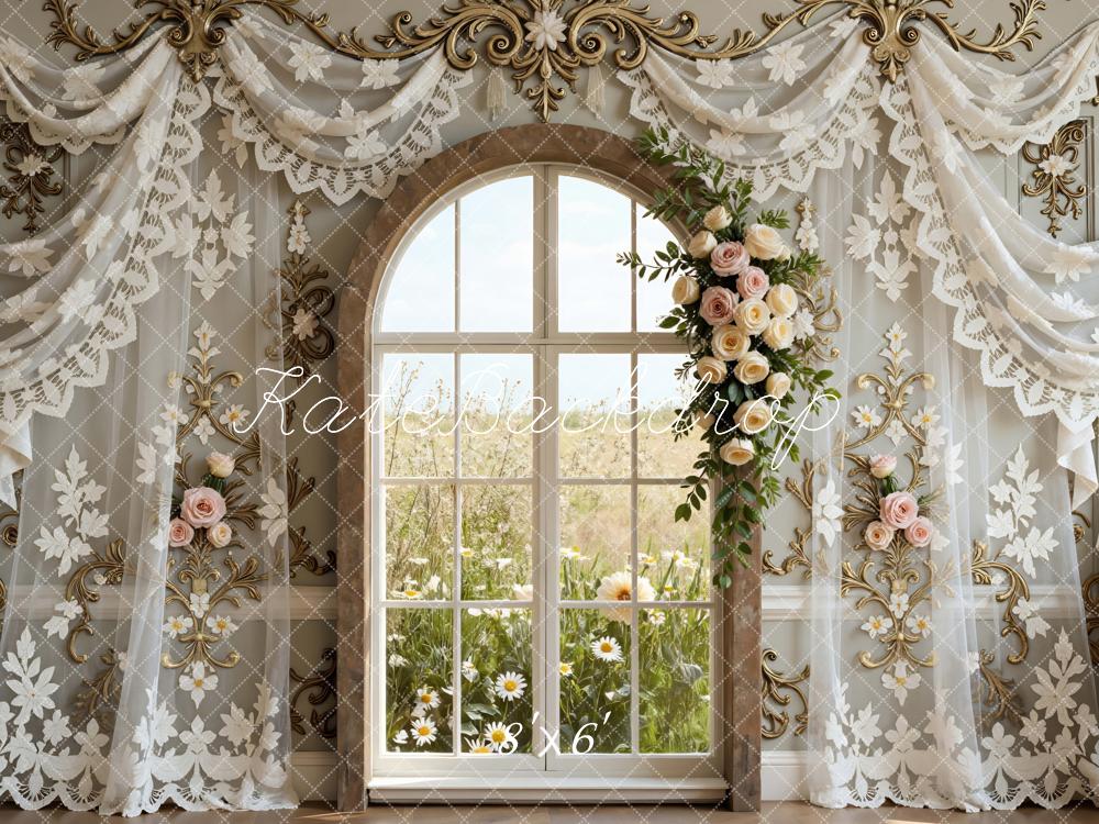 Kate Spring Arch Window Lace Curtains Backdrop Designed by Mini MakeBelieve - Image 5
